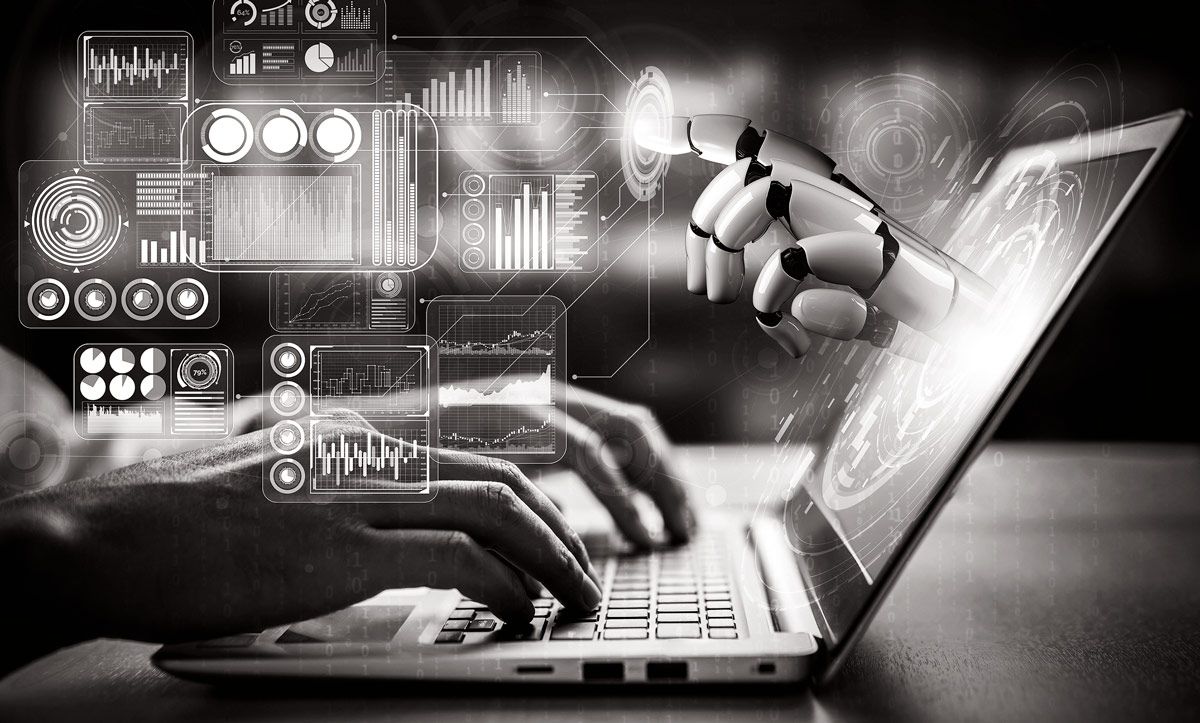 AI for Banks - robotics arm in computer screen